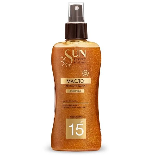 Изображение товара Масло-активатор загара Sun Expert SPF-15 с блёстками Krassa 180мл Масло-активатор загара Sun Expert SPF-15 с блёстками Krassa 180мл фотография