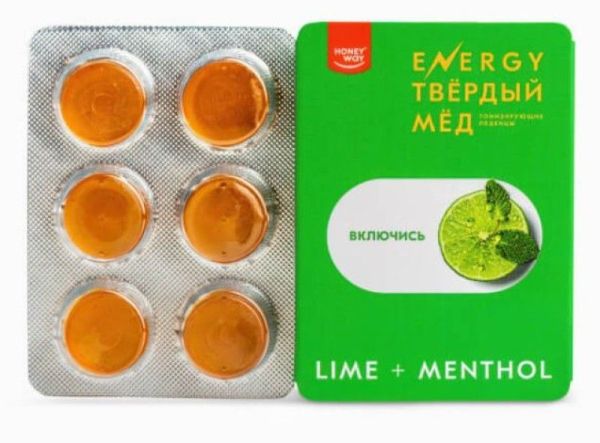 Изображение товара Твердый мед Energy Лайм и Ментол 18г Твердый мед Energy Лайм и Ментол 18г фотография
