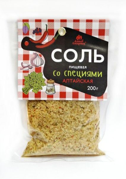 Изображение товара Соль пищевая со специями Алтай-Старовер, 200г Соль пищевая со специями Алтай-Старовер, 200г фотография